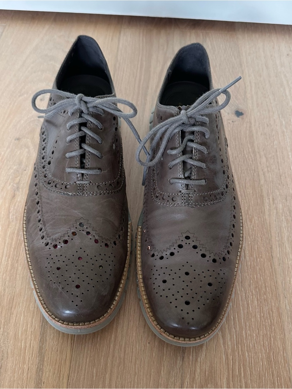 Cole Haan Zero Grand Grayish Brown Wingtip Oxfords